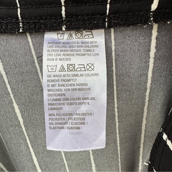 Susan Graver Liquid Knit Black White Stripe Printed Ankle Pants - Picture 8 of 10